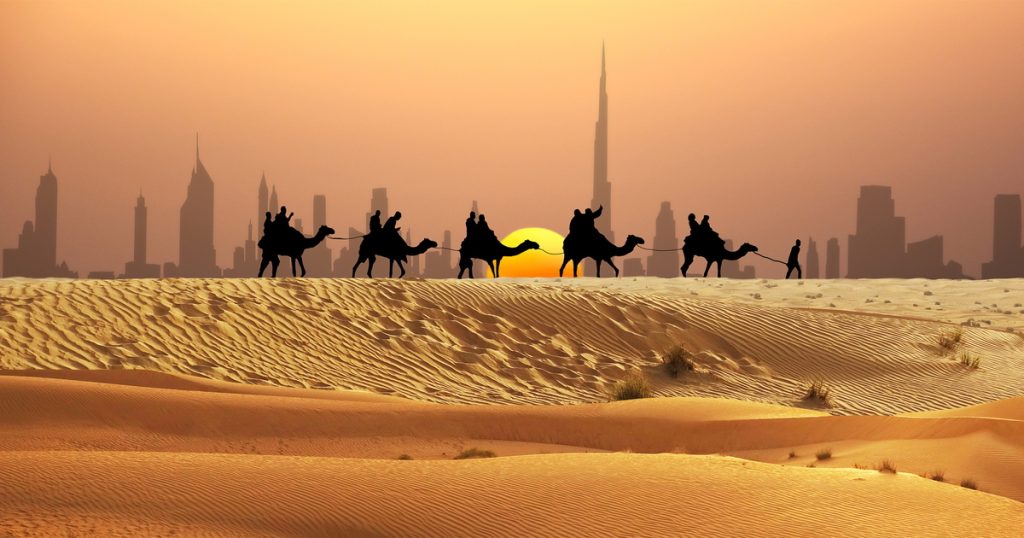 Beautiful sunset view at a desert safari near me location in the UAE